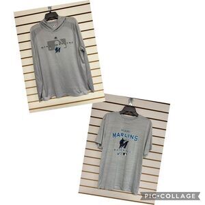 (2) Miami Marlins Shirts (1)‎ Majestic Pullover Hooded (1) The Nike Tee Both L